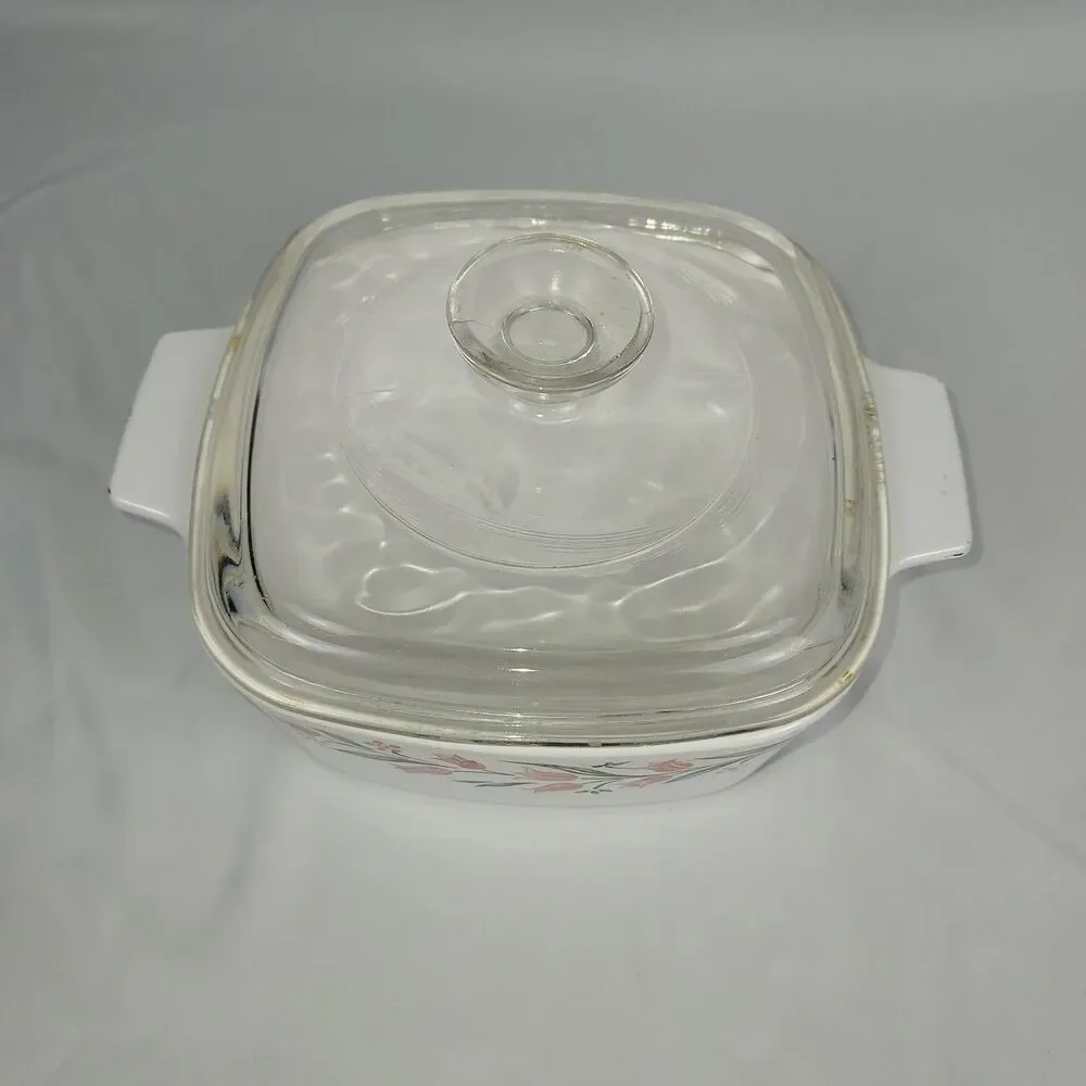 Corning Ware Rosemarie Pink Tulip A-1.5-B 1.5 Qt Covered Casserole Dish With Lid